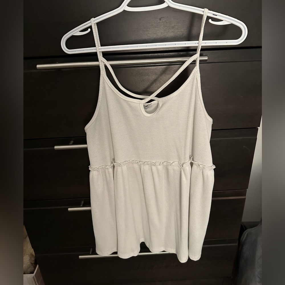 Keyhole Waffle Knit Tunic Tank